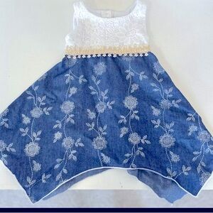 Kids Floral Denim Dress with Lace Top‎ Size 2T